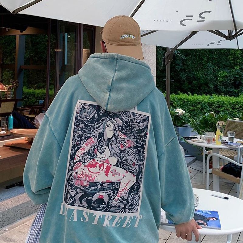 2024 New Designer Winter American Hip Hop Washed Old Plush Thick Hoodie Men's Autumn/Winter Fashion Retro Hoodie Jacket