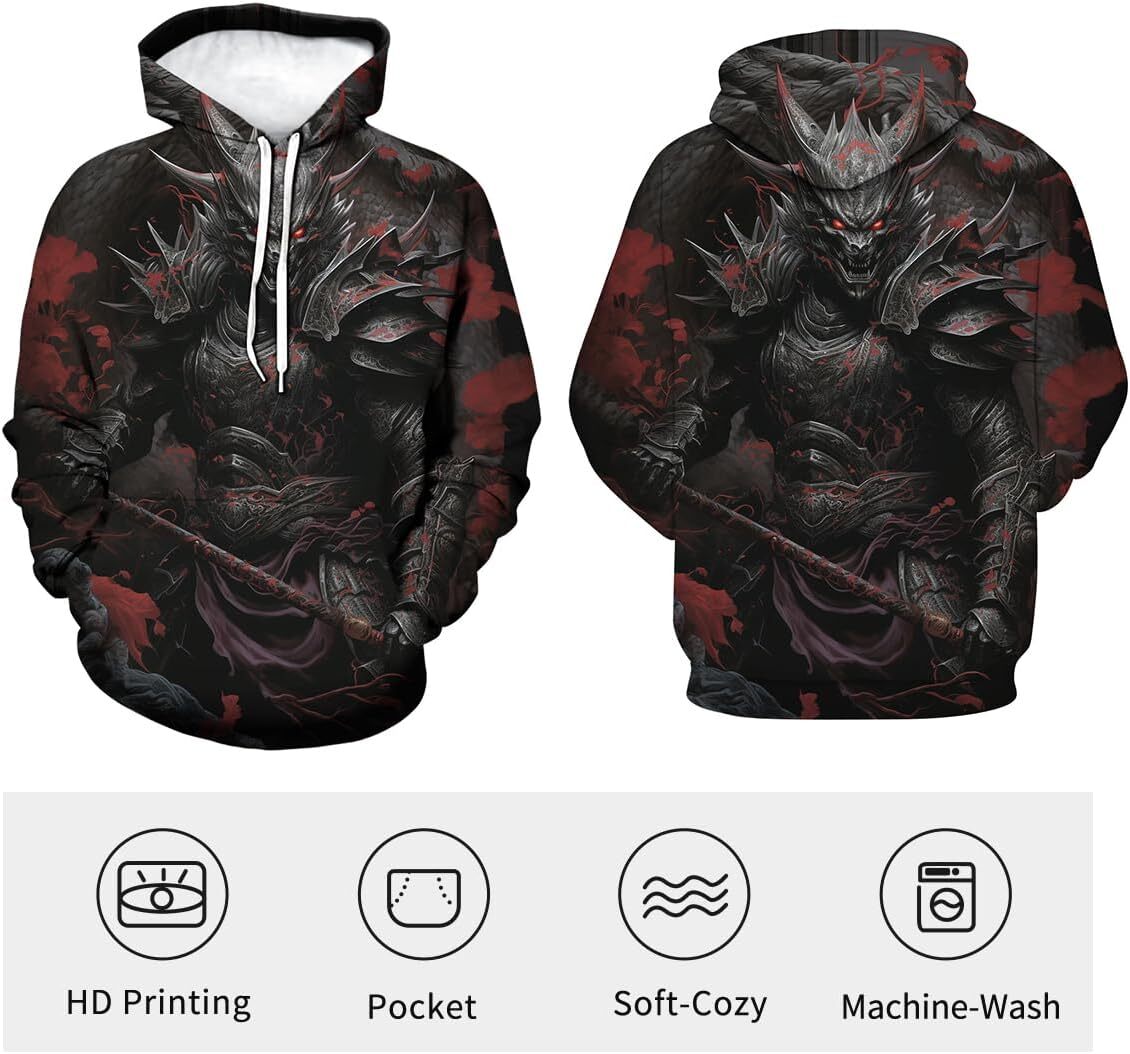 Hoodie for Mens Womens Vintage Japanese Samurai Hoodies Men Printed Hooded Hippie Casual Long Sleeved Pullover Graphic Hoodies sweatshirt