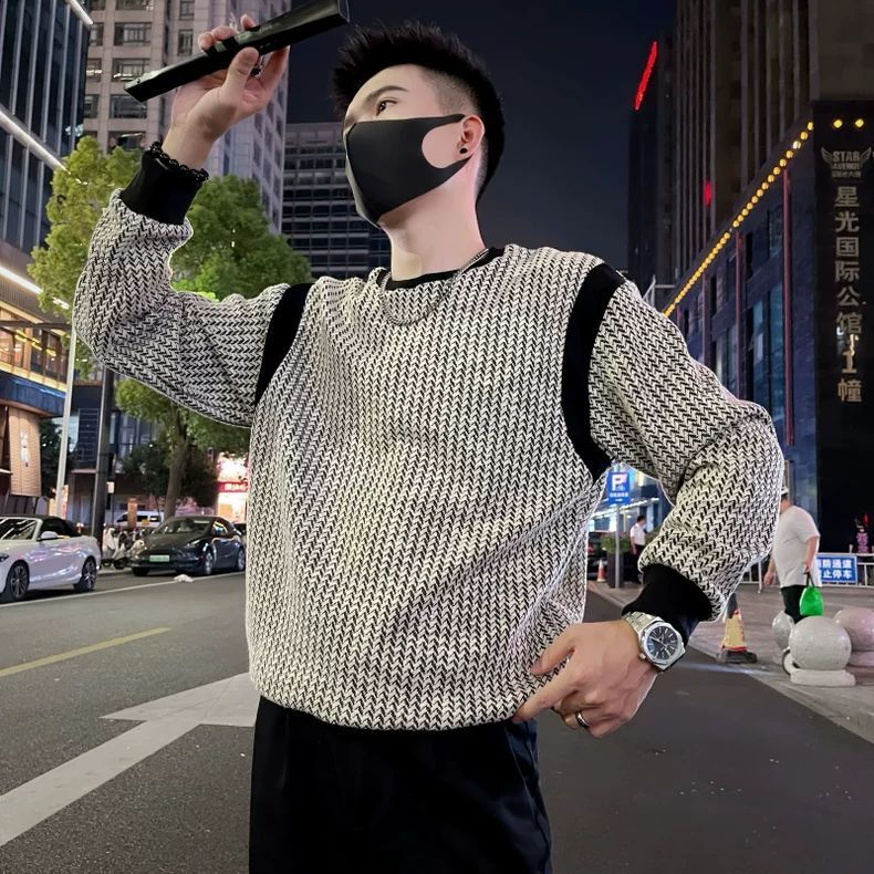 Sportswear fashion brand long sleeved T-shirt 2024 new designer winter wool top men's pullover