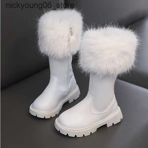 Boots Teenager Girls Snow Boots Thick Warm Faux Fur Fashion Shoes Platform Waterproof Long Boots For Girls Calf Length Casual Boots L240910