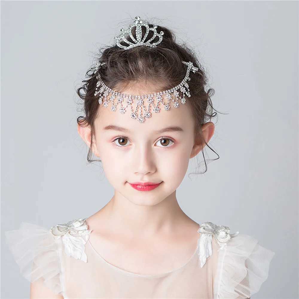 Childrens Mini Crown Haircomb Crystal Princess Crown Bridal Headpiece Womens Water Diamond Pearl Wedding Headpiece W241007