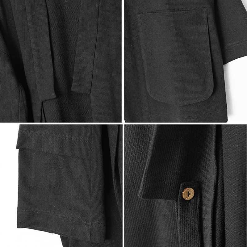 Large mens windproof tea suit cardigan wool sweater Han Fu 2023 new Chinese splicing design loose medium long jacket W241007