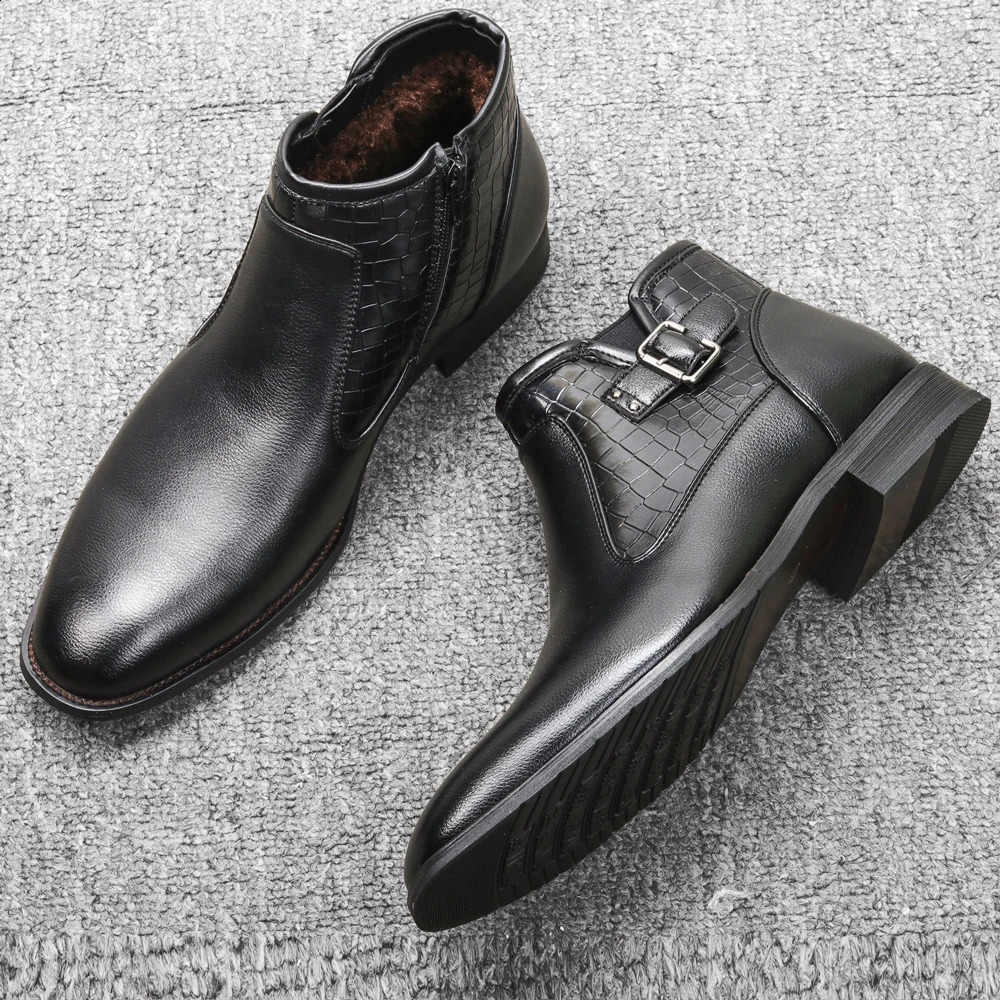 Size 40~46 Winter Boots Men Warmest Leather Winter Shoes Men 240926