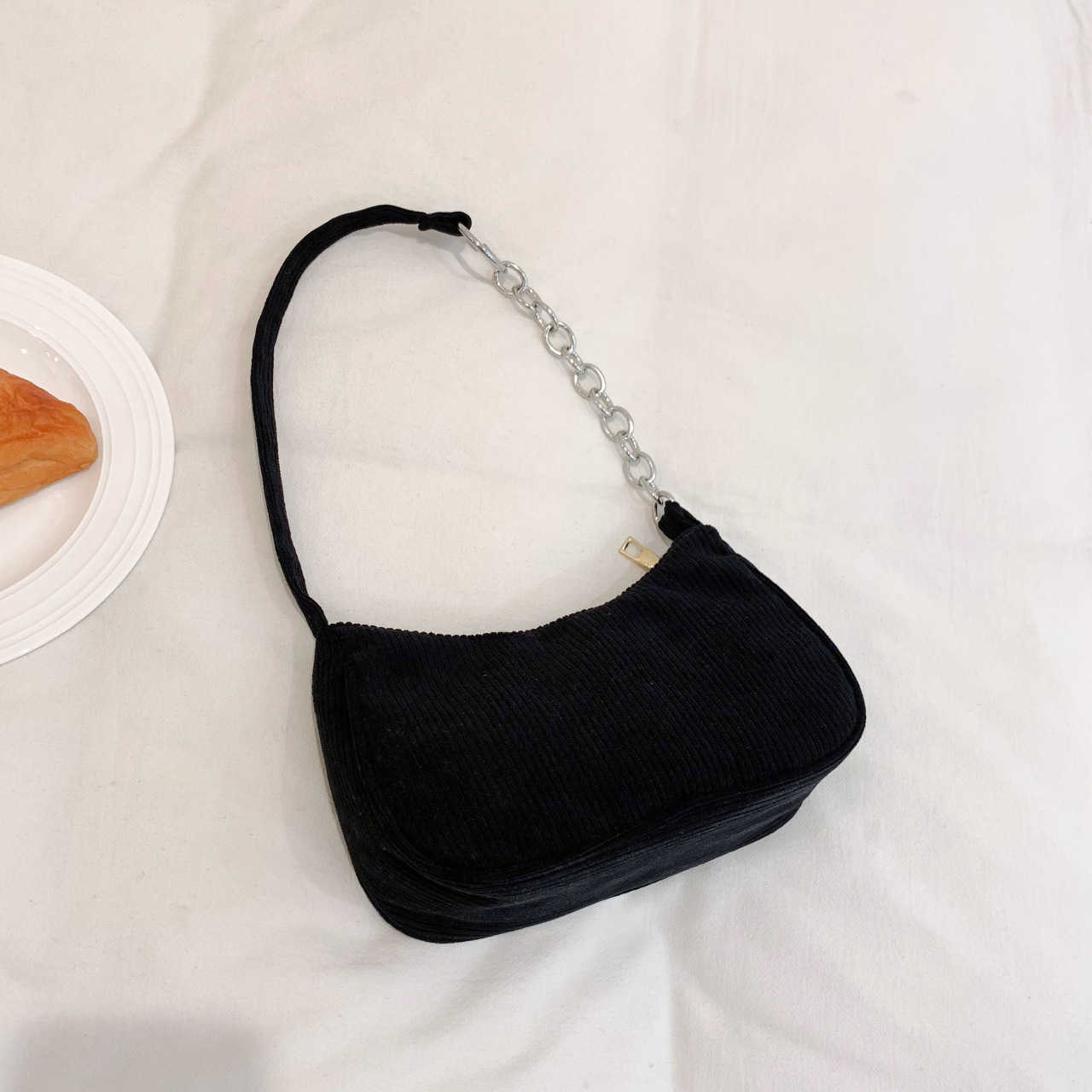 CMM Corduroy Chain Armpit Bag Fashion Baguette Bag Simple and Trendy Handbag Single Shoulder Bag