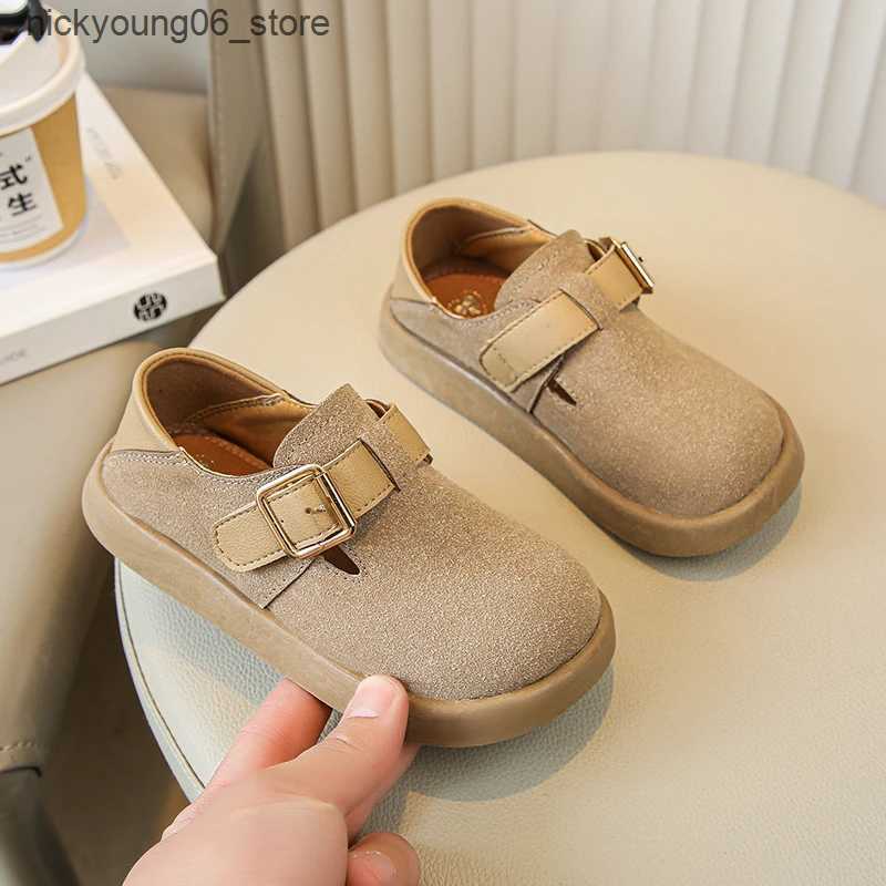 Boots 2024 New Boys Casual Shoes Children Fashion Buckle Round-toe Britain Style Girls Loafers Versatile Breatheable Kids Unisex Shoes L240910
