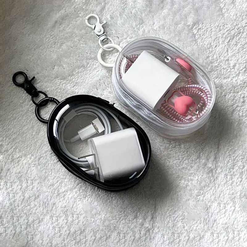 Transparent Storage Bags Keychain Data Line Coin Toys Organizer Case Thicken Clear Wallet Keyring Car Key Holder Jewelry GiftsX241008
