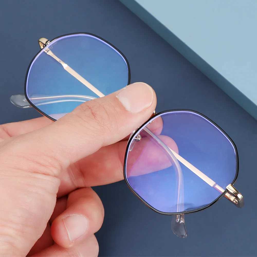 1PC Fashion Vintage Anti Blue light Glasses Women Men Octagon Eyeglasses Metal Frame Glasse Simple Clear EyewearX241008