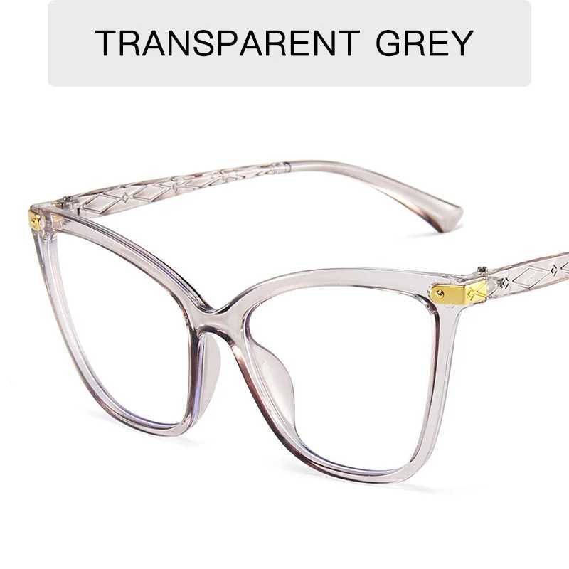Retro Transparent Anti Blue Light Computer Blocking Glasses Frame Women Oversized Cat Eye Eyewear Optical Spectacle EyeglassX241008