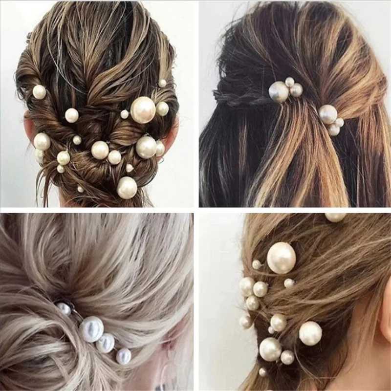 Female U-shaped pin metal bucket clip hair clip simulation pearl bridal headpiece wedding hairstyle design tool W241007