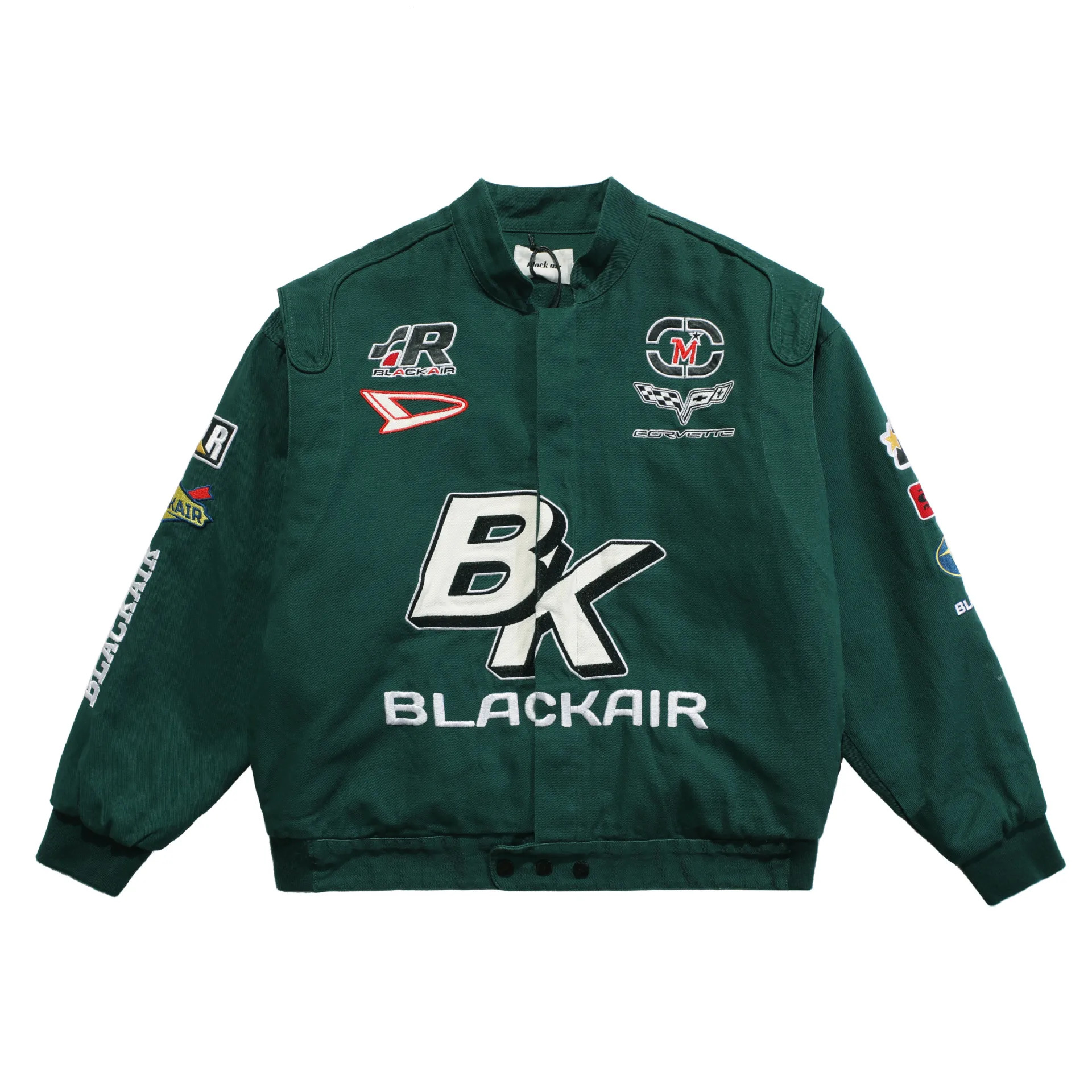 BLACK AIR Racing Streetwear Men Winter Jacket Colour Block Hip Hop Y2k Loose Baseball Clothing Thin Jk01-1