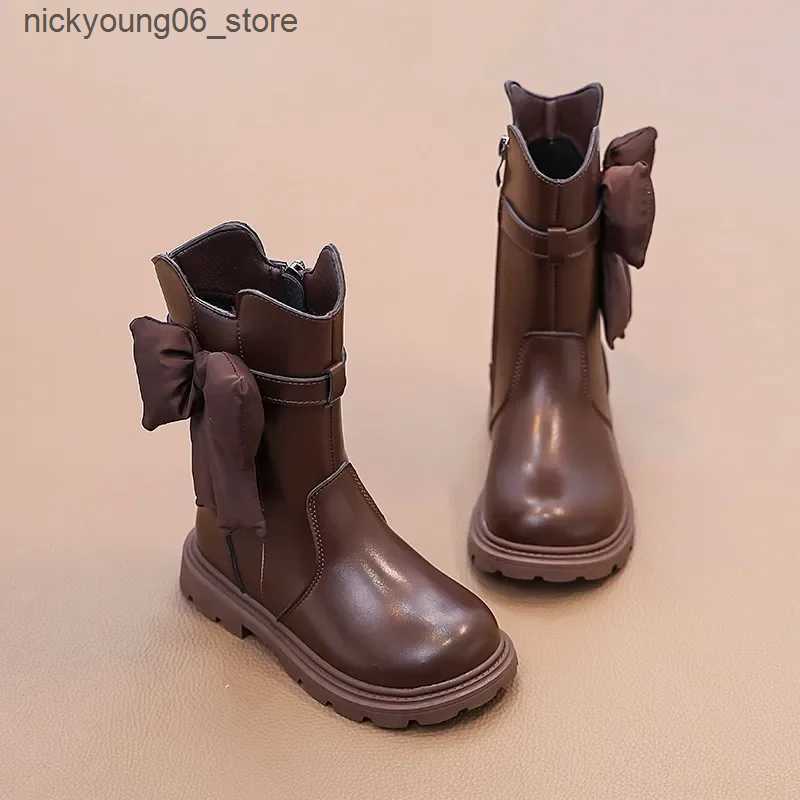 Boots Winter Kids Fashion Boots Sweet Chic Girls Causal Princess Mid-calf Boots Fashion Warm Versatile Children Cotton Boots Non-slip L240910