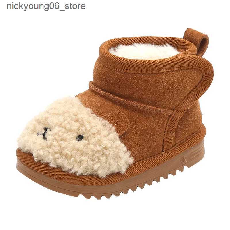 Boots Kid Snow Boot 2023Winter Plush Baby Cotton Shoe Boy Warm Short Boot 1-3 Year Old Baby Walking Shoe Cartoon Padded Boot Girl Shoe L240910