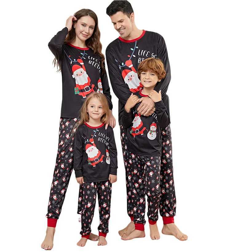 2015 Christmas Family Matching Pajamas Santa Claus Snowman Letter Printing Adult Children Family Matching Clothing Christmas Family Pjs W241008