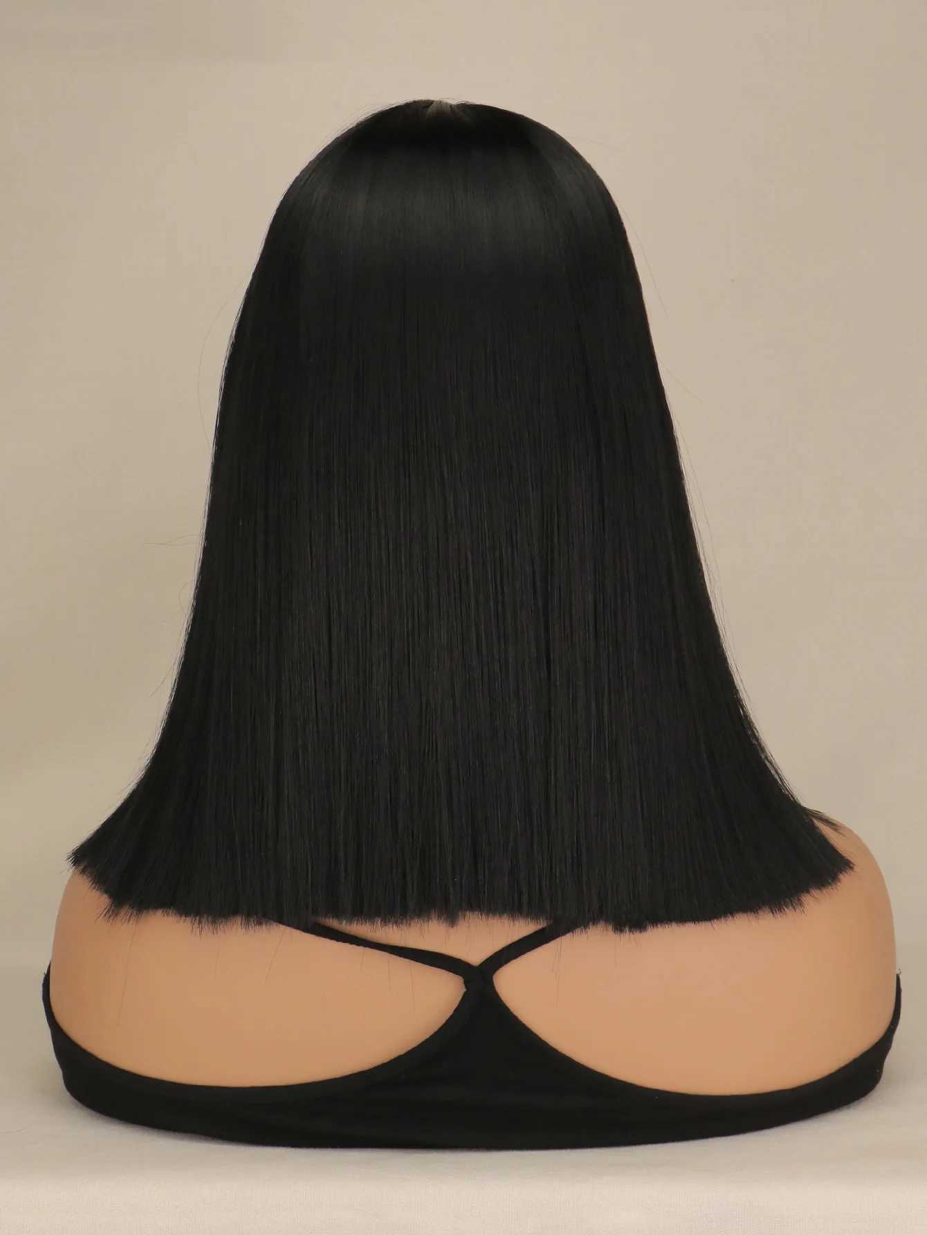 Short Bob Synthetic hair Wig For Women Natural Hair Wigs Cosplay Party Middle Part Black 14 inchXJ241008