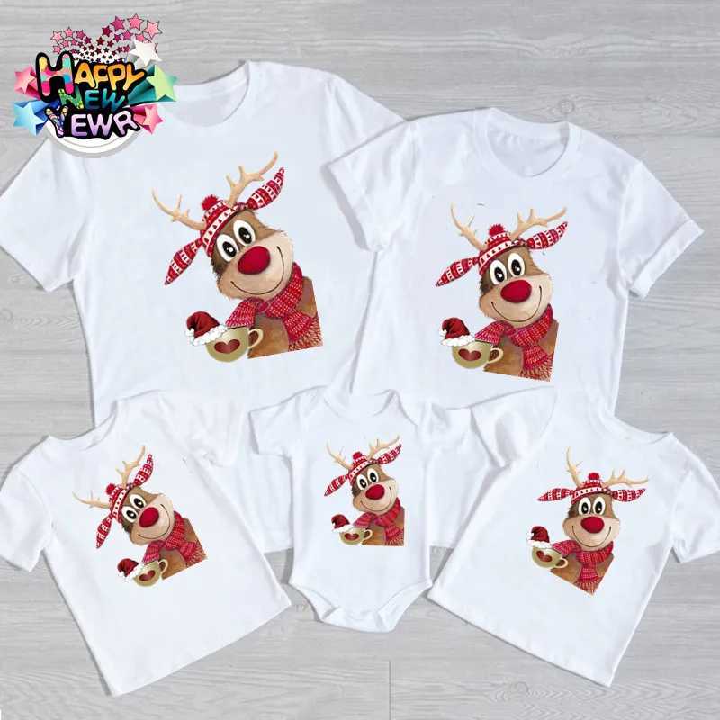 New 2022 Christmas T-shirt Cotton Family Match Shirt Father Mother Children Baby New Year Holiday T-shirt W241008