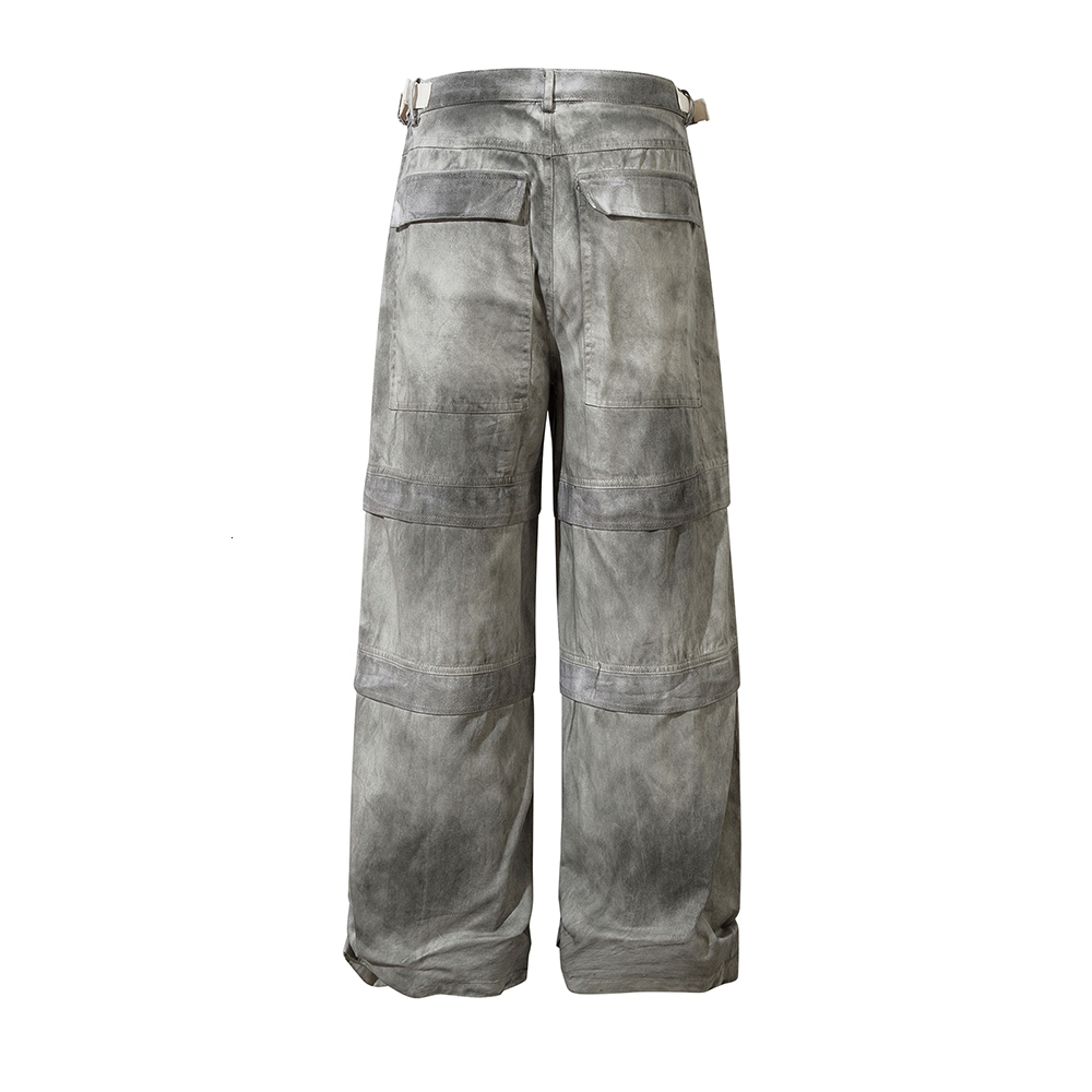 Haruku Washed Painted Baggy Mens Pants Streetwear Straight Pockets Loose Cargos Oversized Casual Denim Trousers