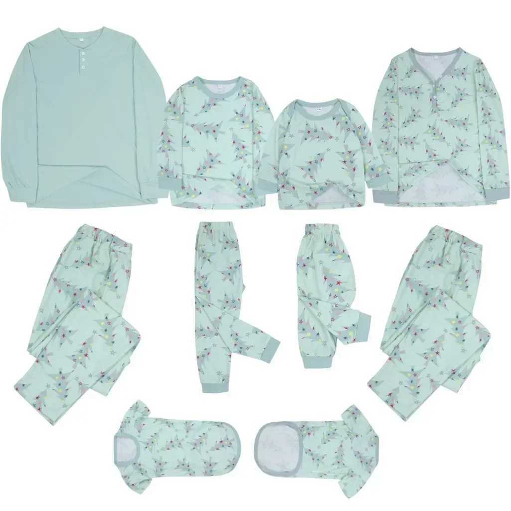 2024 New Family Christmas Matching Pajama Set Christmas Tree Allover Print Mom Dad Kids Clothing Set Baby jumpsuit Christmas Appearance Pajama W241008