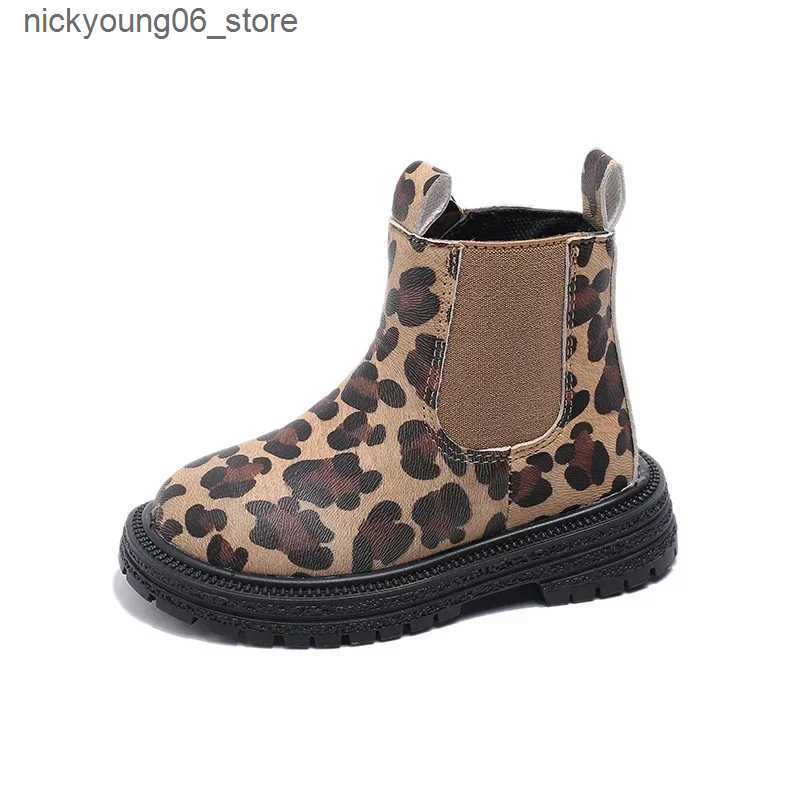 Boots Boys Boots Leopard Prints Classic Little Kids Ankle Boots Side Zipper Fashion Classic Unisex Girls Rubber Boots Breathable Warm L240910