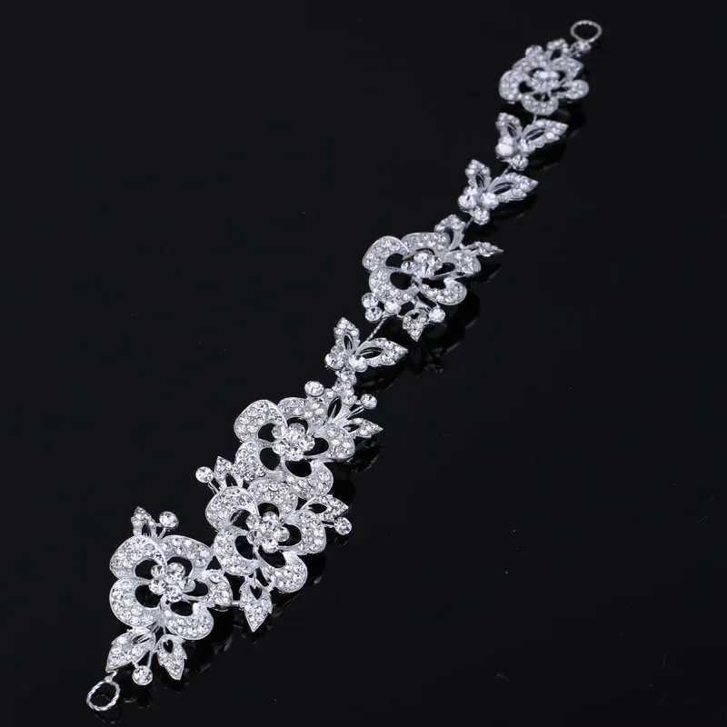 Bridal Wedding Tiaras Silver Plated Flexible Crystal Water Diamond Flower Vine Female Wedding Accessories W241007