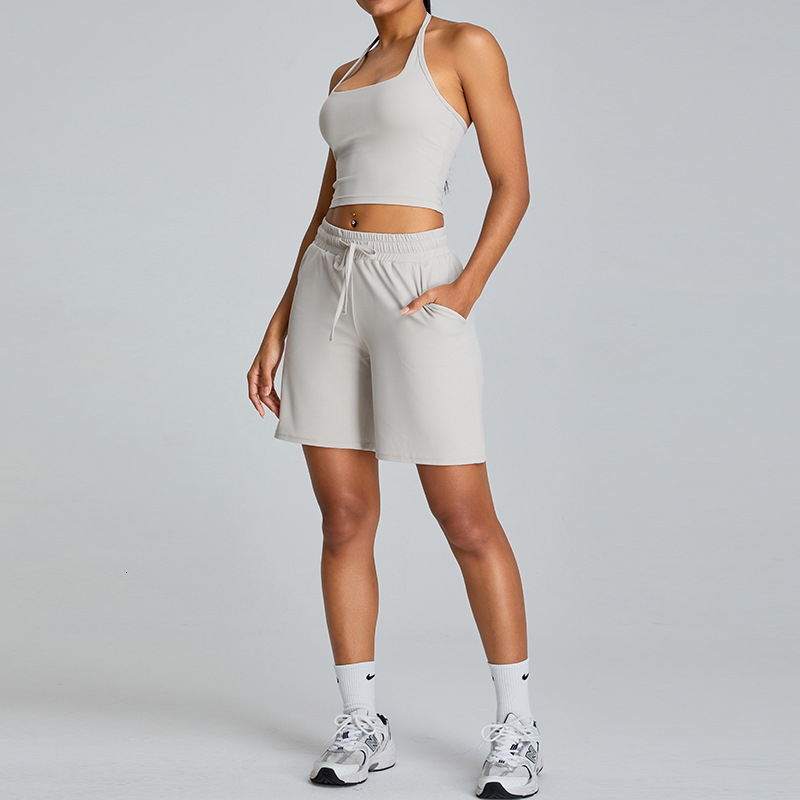 Spring/Summer New Outdoor Fashion Leisure Sports Women's Hanging Neck and Beautiful Back Yoga Clothes Tight Fitness Set