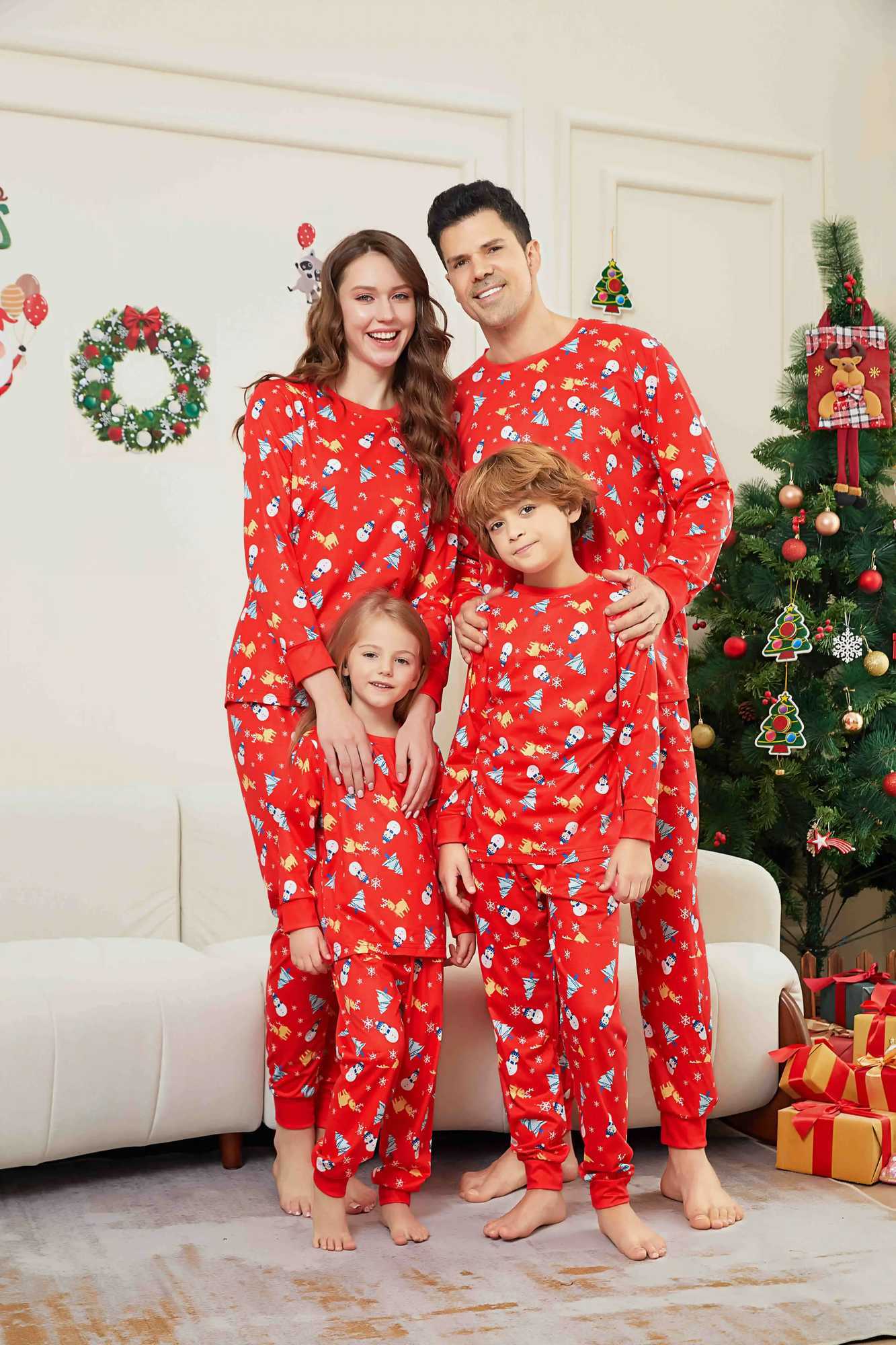 2024 Newcomers Mother Father Child Matching Clothing Full Set Printed Christmas Pajama Set Cute Soft Pajama Family Appearance W241008