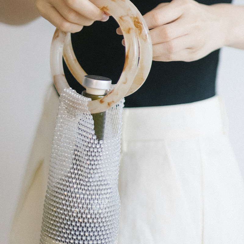 Sparkly Daimond Wine Bag with Wristlet Durable Evening Purse for Weddings and Festivals