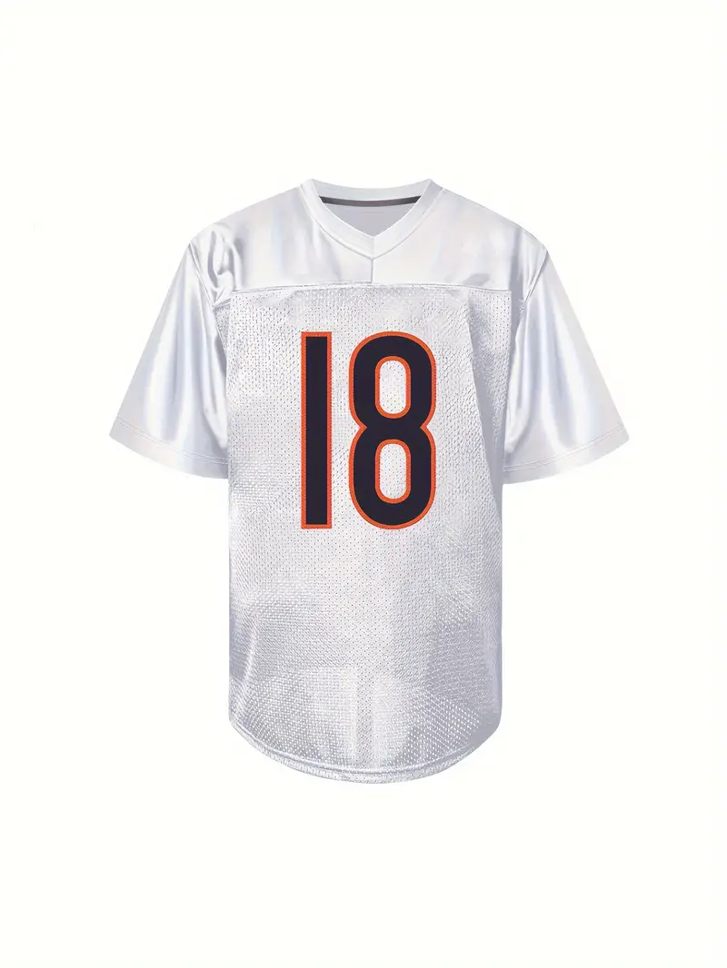 #18 Caleb Williams Comfy V-Neck Football Jersey White Mesh Embroidery for Training and Competition Breathable Moisture-Wicking American Football Shirt