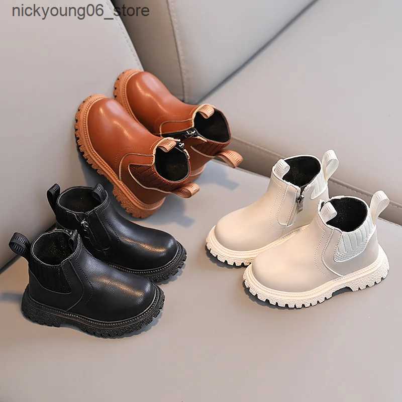 Boots Autumn Kids Short Boots Boys Leather Shoes Soft Bottom Toddler Girl Boots Size 21-30 L240910