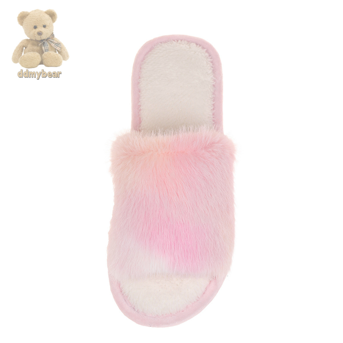 Ddmybear New Tie Dye Fur Couples, Warm Slippers For Autumn Winter, Anti Slip And Gradually Opening Cotton Home Furnishings Chinese Brand Shoes F1008-1