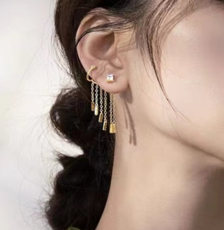 Pure sier needle niche design ins tassel creative personality light exquisite for women earrings popular trend