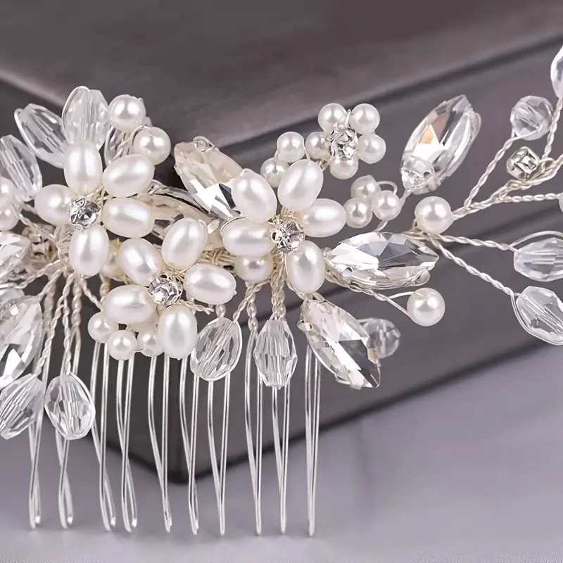 Wedding pearl comb handmade womens hair accessories headwear jewelry for brides W241007