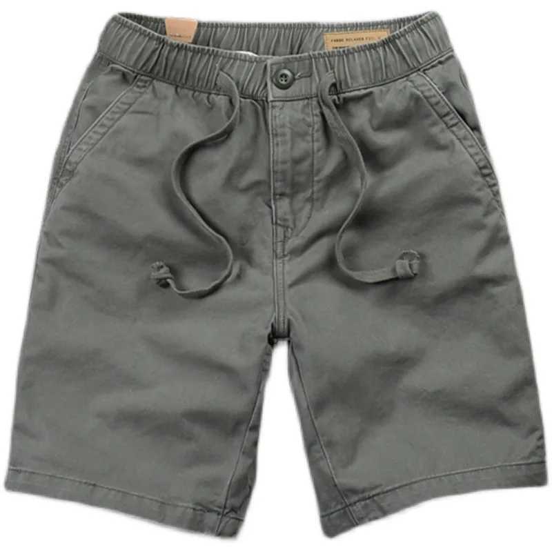 Summer elastic waist casual shorts new summer mens solid color shorts Korean version trendy mens pull-up pantsW240713