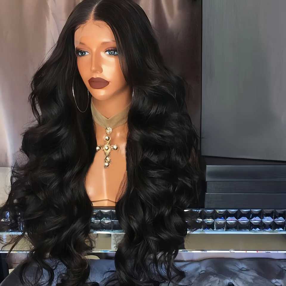 Wig in large waves long curly hair fluffy long black hair fashion synthetic fiber high temperature silk wig head coverXJ241008