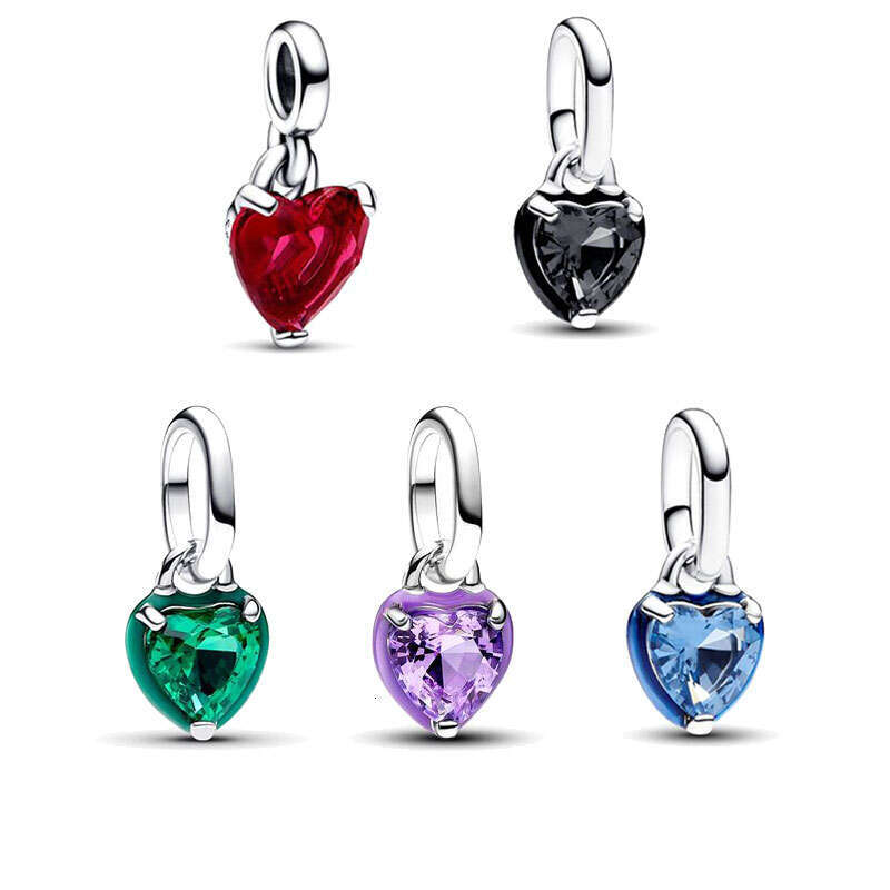 925 Silver ME Purple Heart Mini Charm Blue Chakra Heart Mini Dangle Charm Fit ME k Bracelet DIY Women Jewelry