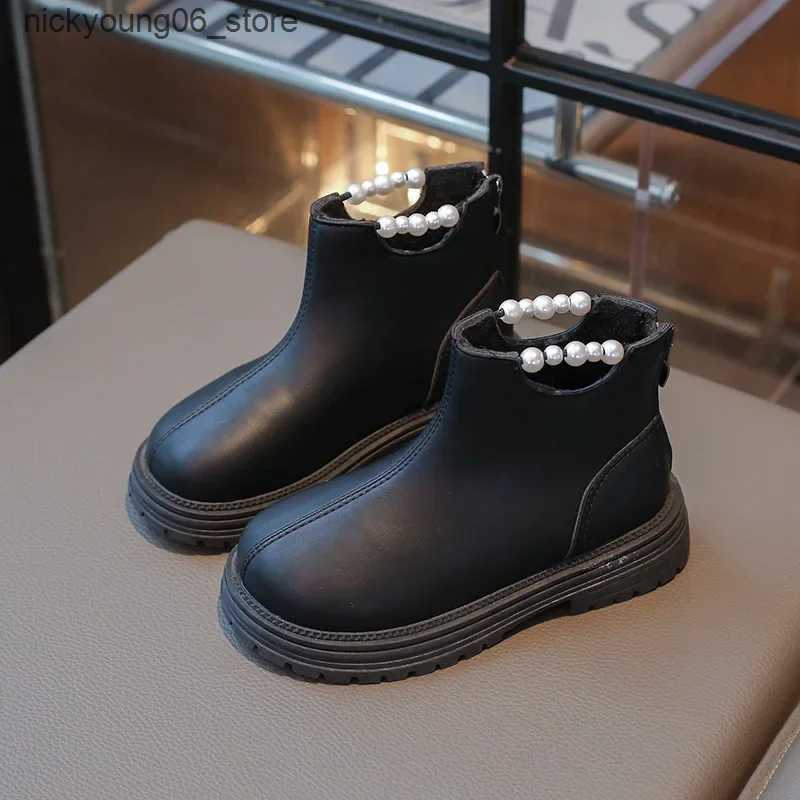 Boots Winter Children Princess Fashion Boots Warm Plush Girl Snow Boots Sweet Versatile Kids Causal Ankle Cotton Boots Thick Bottom L240910