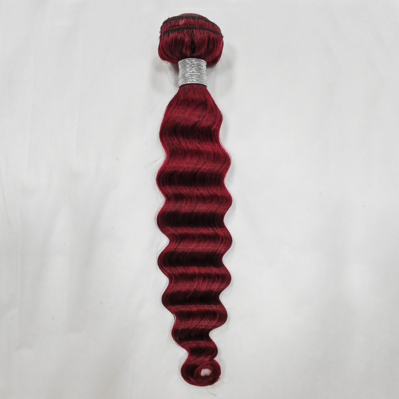 Loose Deep Brazilian Human Hair 99J Burgundy Color 3 Bundles With 4X4 Lace Closure 4 PCS/lot Curly Hair Wefts With Closures