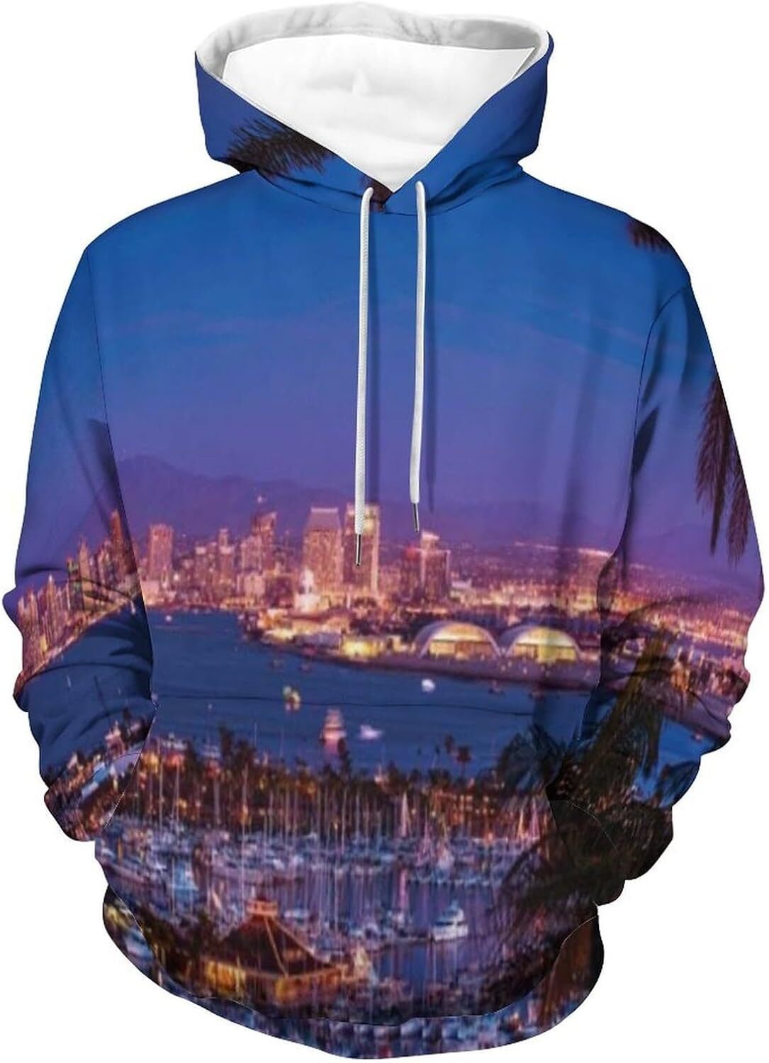 Hoodie for Mens Womens Mens Unisex Novelty Hoodies Modern Madrid Streets with Sky Landscape Big Old Town Heritage Hooded Sweatshirt Graphic Hoodies sw