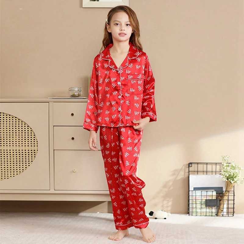 Christmas Pajama Set Silk Casual Parent Child Clothing Family Matching Satin Pajama Set Mom and Dad My Home Clothing Set W241008