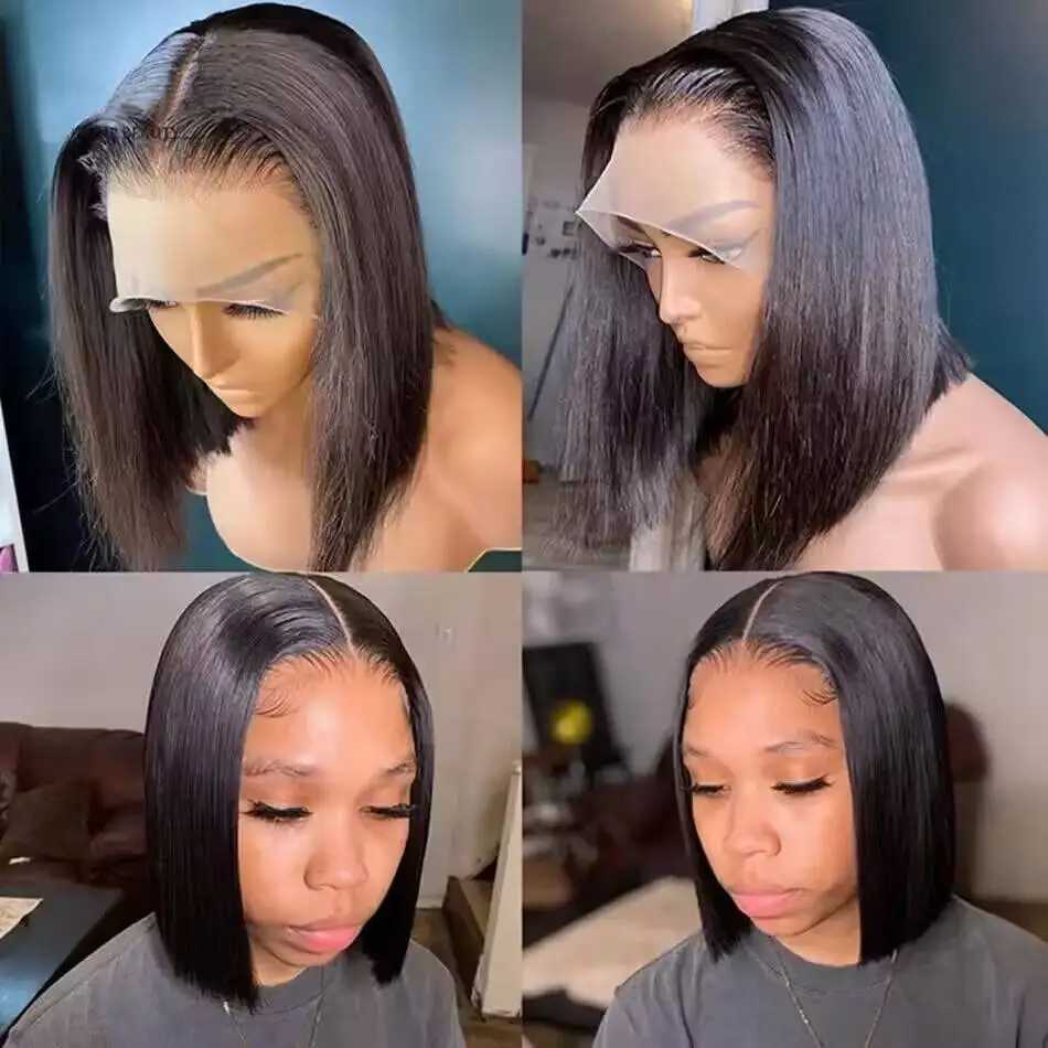 Cheap Bone Straight Short Bob Wig Human Hair Lace Front Wigs Hd Lace Frontal Wig Raw Indiian Glueless Lace Closure Wigs On SaleXJ241008