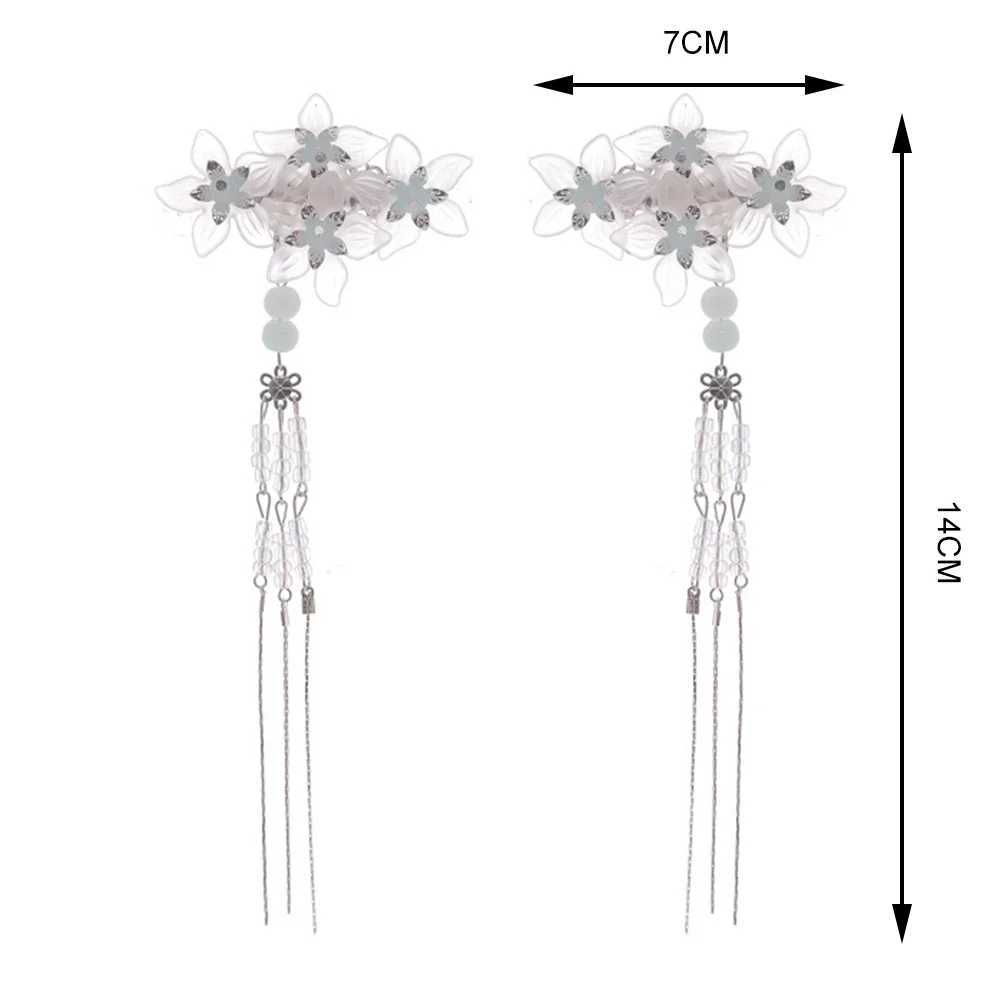 2 pieces of vintage hair clips crystal flower tassel hair clips childrens stage styling headwear Chinese wedding hair accessories jewelry W241007