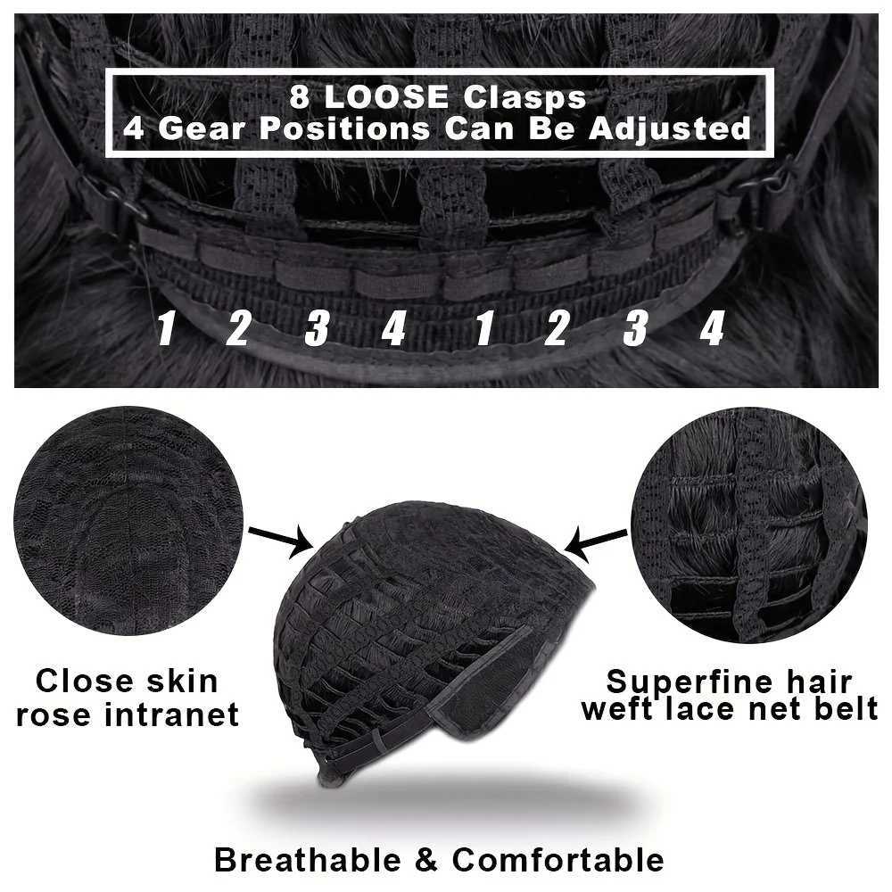 Synthetic Curly Wigs for Women Afro Curly Wig with Bangs Natural Black Hair Synthetic Heat Resistant Full WigsXJ241008