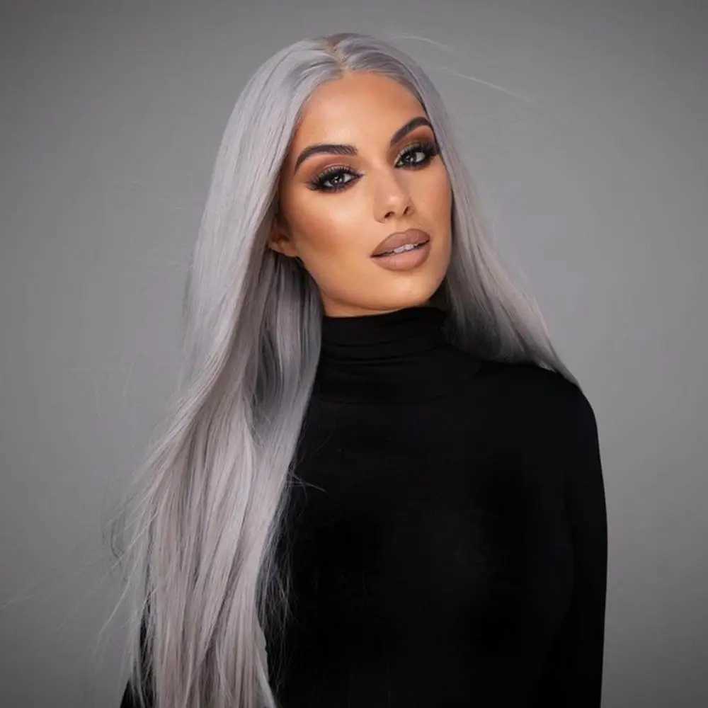 Silver Gray Long Straight Wig In The Natural Heat-Resistant Synthetic Wig Women Wear A Full Head Cover For Daily GatheringsXJ241008