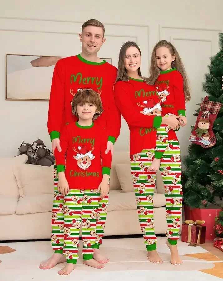 New 2024 Family Cute Cartoon Printed Pajama Set 2-piece Set Pajama Baby Dog Hoodie Home Clothing W241008