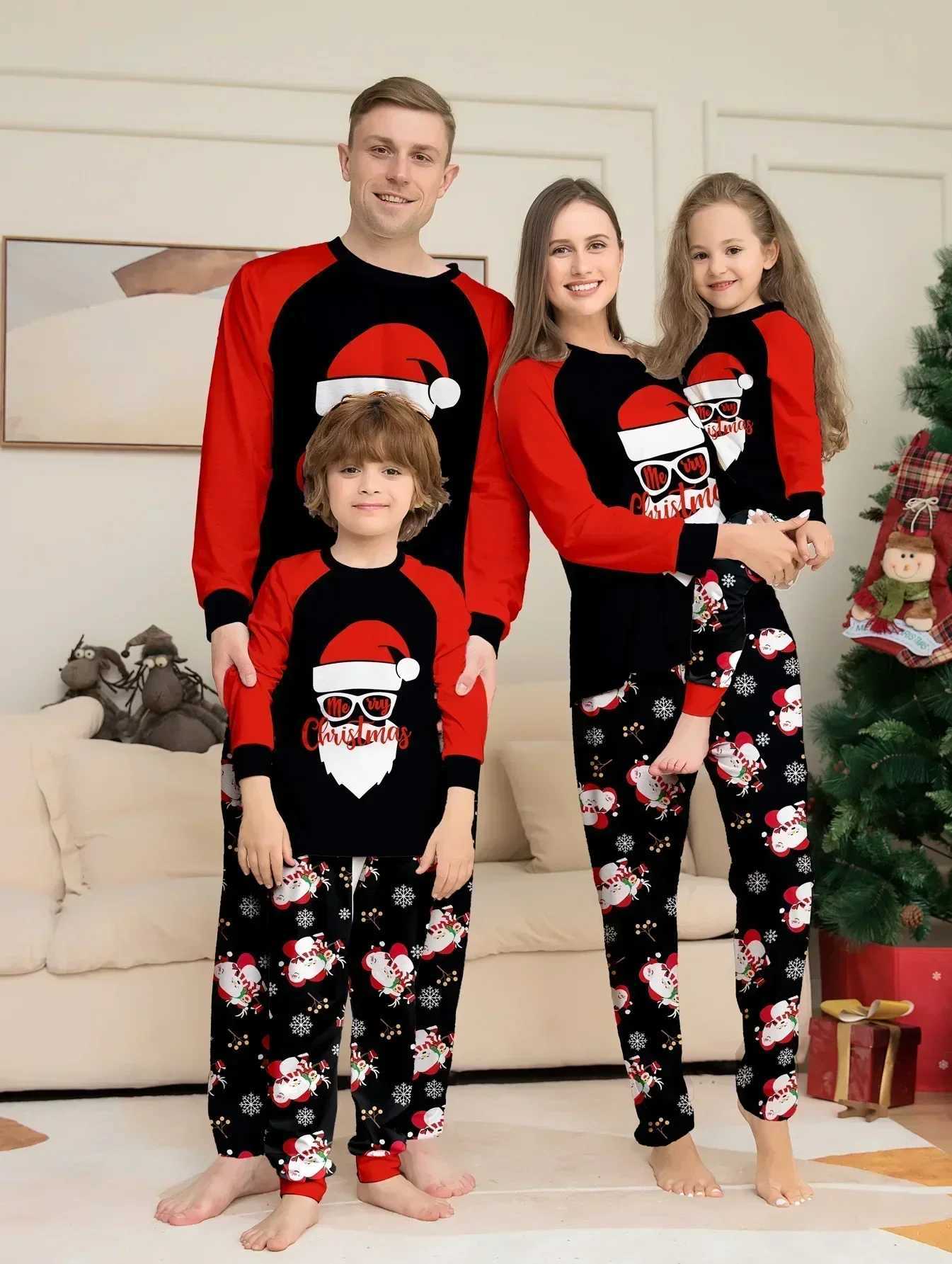 Christmas Matching Pajama Set 2024 New Years Clothing Santa Claus Allover Printed Adult Children 2-piece Set Baby Pants Christmas Family Appearance W2