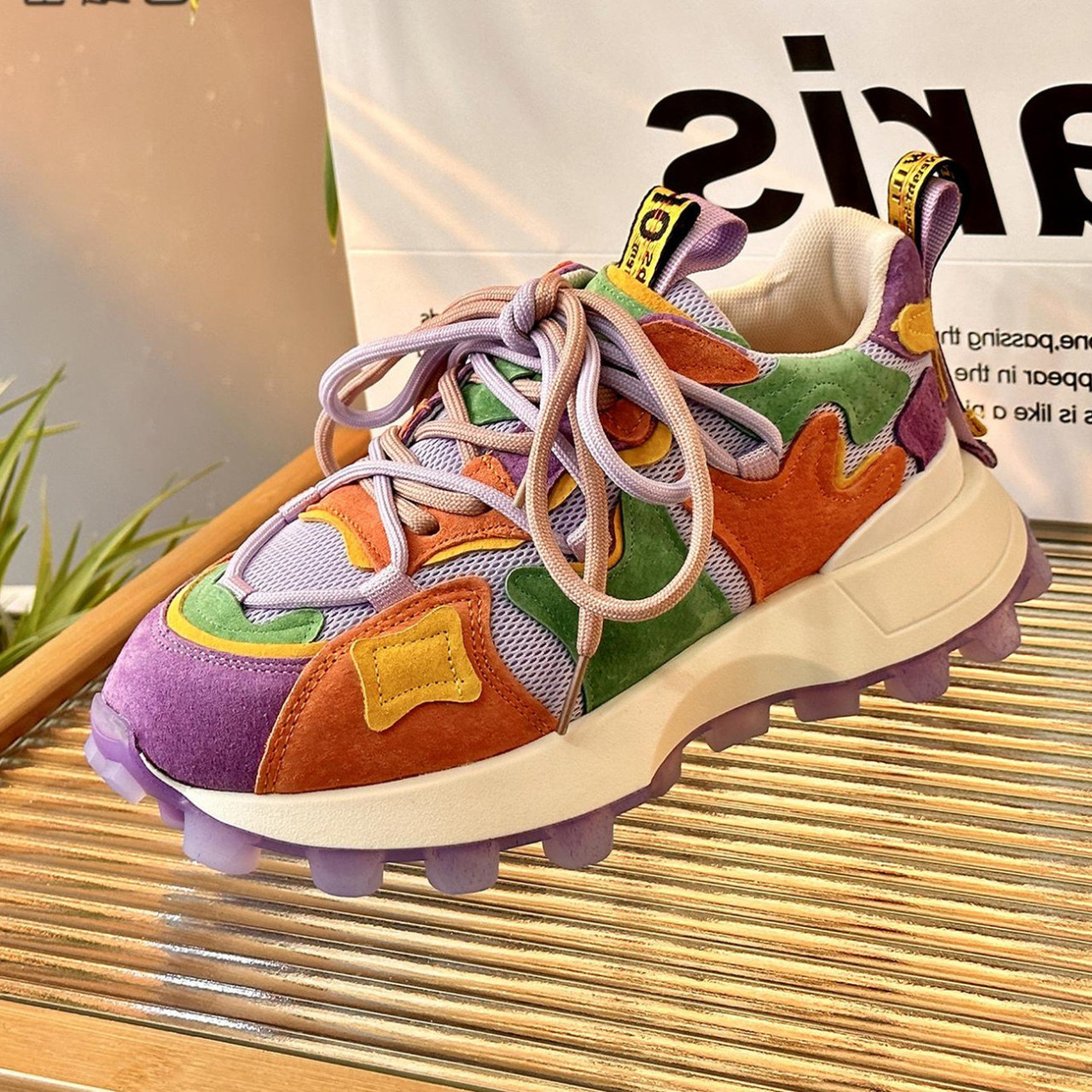 Women's 2024 Autumn New Thick soled Color blocked Casual Sports Shoes