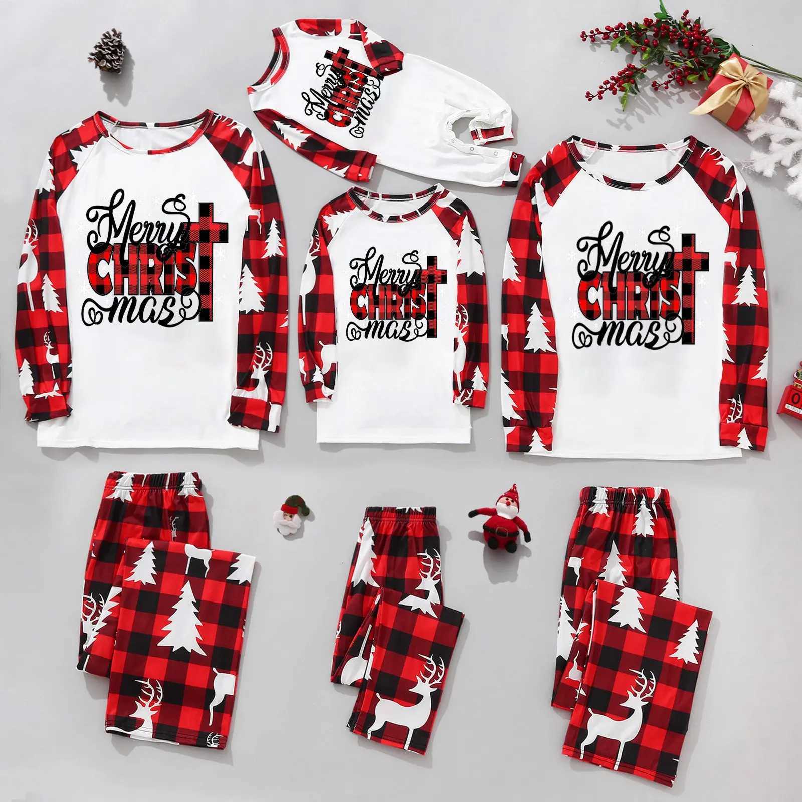 New 2024 Parent Child Family Matching Outfits Fashion Xmas Cartoon Prints Comforts Christmas Pajamas Family Holidays Baby ClotheXJ241008