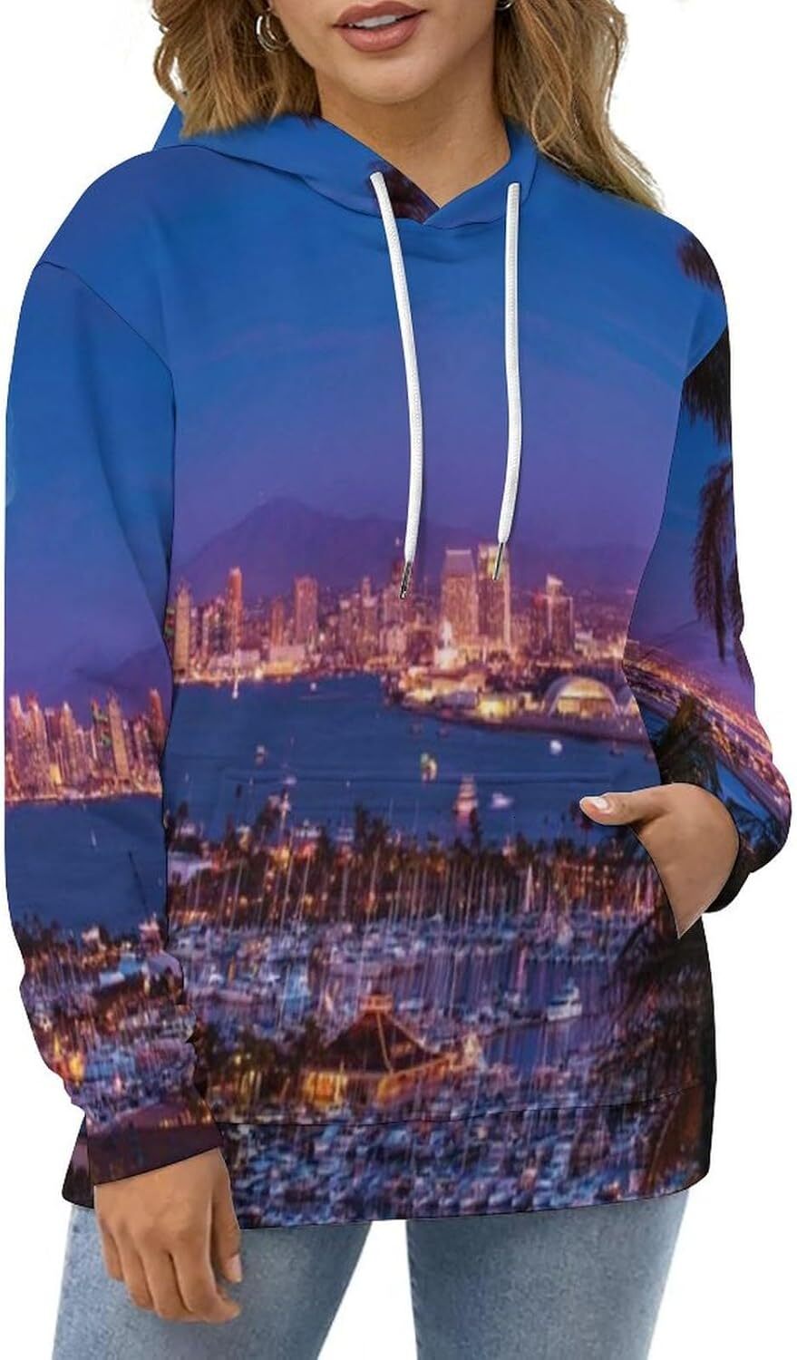 Hoodie for Mens Womens Mens Unisex Novelty Hoodies Modern Madrid Streets with Sky Landscape Big Old Town Heritage Hooded Sweatshirt Graphic Hoodies sw
