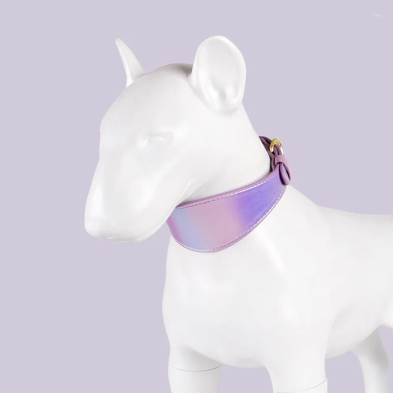 Dog Collars Fluorescent Color Pet Collar Comfortable Widened Soft Leather Reflective Adjustable Waterproof