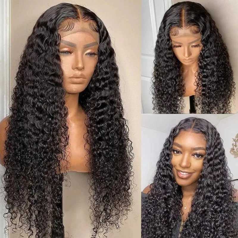 Synthetic Hair Wigs Brazilian Deep Wave Frontal Wig 360 Lace Frontal Curly Hair Wigs Preplucked Wig For WomenXJ241008