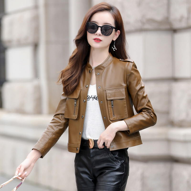 2023 Fur Real Womens Leather Bomber Jacket Genuine Coat Women New Outerwear